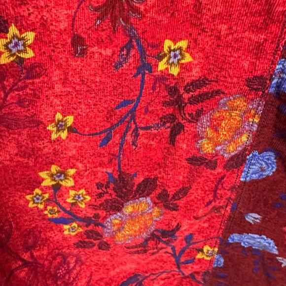 Free People Bohemian Grunge Witchy Corduroy Gail Midi Dress Scarlet Combo Medium - Picture 13 of 14